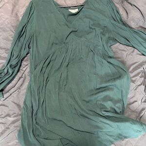 Knox Rose 1X Sage Green Textured Midi Dress Boho